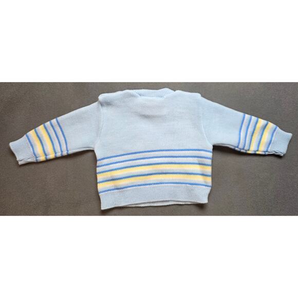 Vtg Cradleknit Boys Newborn- 3 Month Knit Sweater Baby Blue Train - Picture 6 of 6